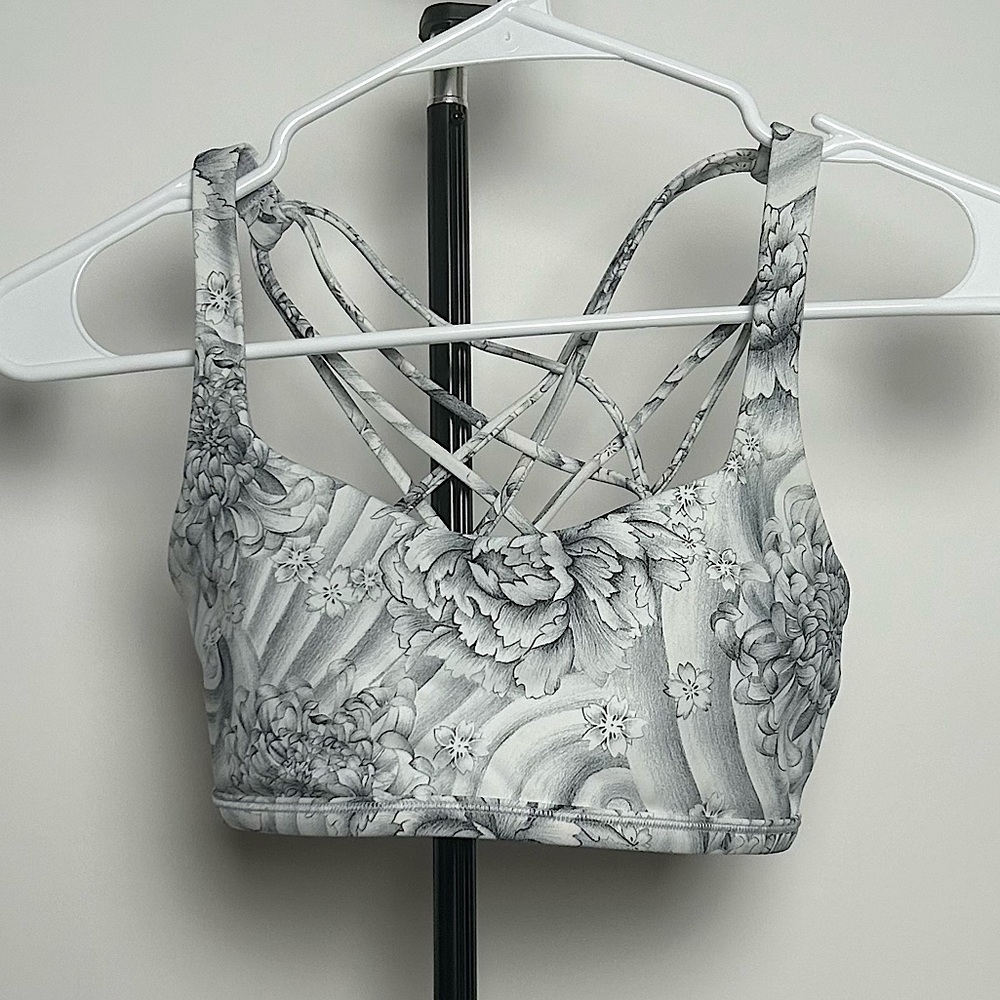 Lululemon women’s “Free To Be Bra”, color grey/white, size 6